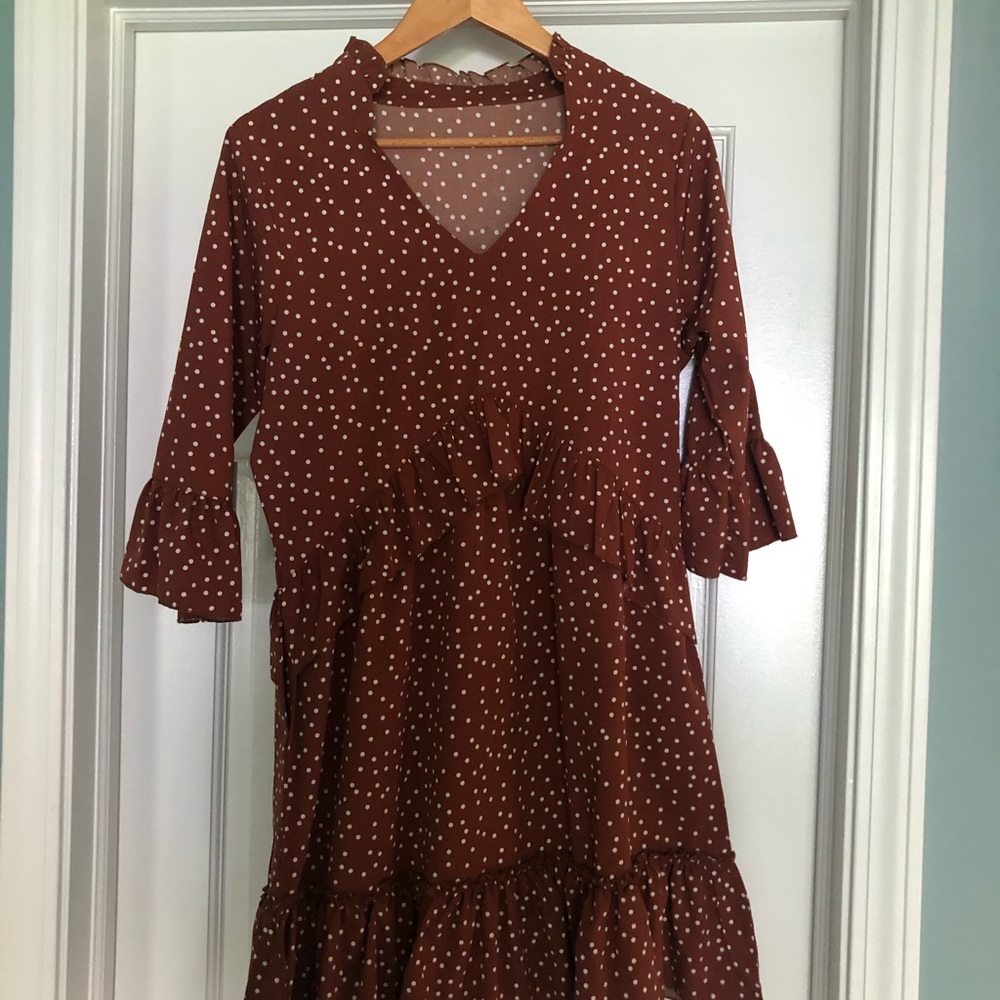Rust flounce dress
